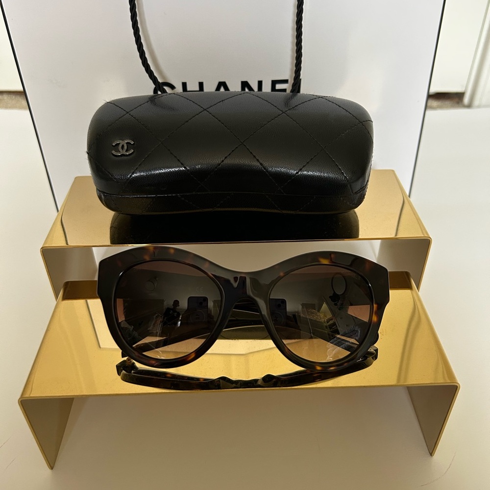 Chanel Round Tortoise Shell Sunglasses